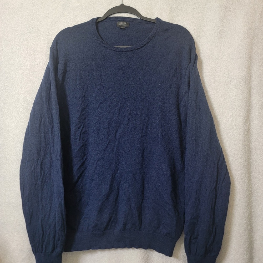 J.‎ Crew Merino Wool Light Sweater Size XL Navy Blue Preppy Quiet Luxury Casual